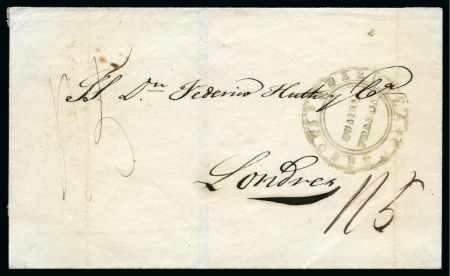 Stamp of Danish West Indies » Transit Mail VENEZUELA - GREAT BRITAIN: 1844 Folded cover bearing
