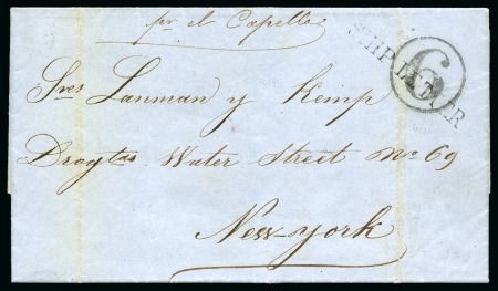 Stamp of Danish West Indies » Transit Mail PORTO RICO TO USA: 1859 Folded entire to New York dated