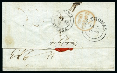 Stamp of Danish West Indies » British Post 1848 Folded entire to Copenhagen dated St. Croix 26
