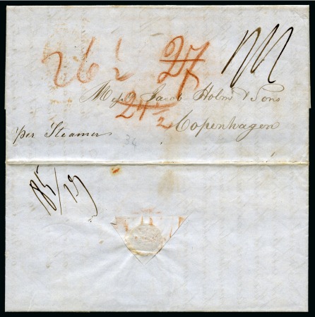 Stamp of Danish West Indies » British Post CIVIL WAR PERIOD COVER1848 Folded entire to Copenhagen