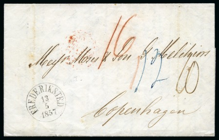 Stamp of Danish West Indies » Pre-Philately and Stampless Covers 1857 Folded entire to Copenhagen bearing FREDRIKSTED