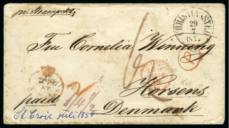 Stamp of Danish West Indies » Pre-Philately and Stampless Covers 1857 Envelope to Horsens/Denmark bearing CHRISTIANSTED