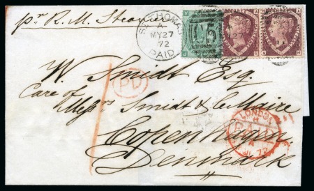 Stamp of Danish West Indies » British Post 1872 Folded cover to Copenhagen franked by QV surface