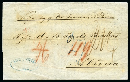 Stamp of Danish West Indies » Transit Mail PERU TO NORTH GERMAN CONFEDERATION: 1857 Folded entire