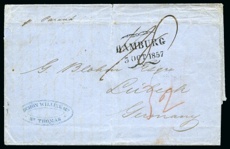 Stamp of Danish West Indies » British Post 1857 Folded entire to Lübeck/Germany, bearing on reverse
