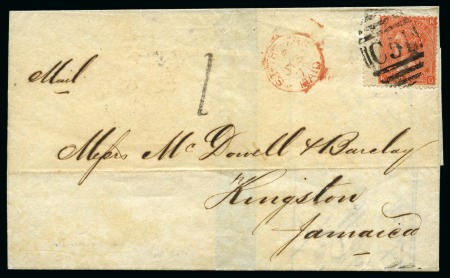 Stamp of Danish West Indies » British Post 1871 Folded entire to Jamaica franked by QV 1865-67