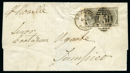 Stamp of Danish West Indies » Transit Mail GREAT BRITAIN TO MEXICO: 1874 Folded cover from Southampton