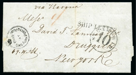 Stamp of Danish West Indies » Transit Mail PORTO RICO TO USA: 1857 Folded entire to New York dated