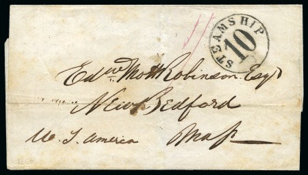 Stamp of Danish West Indies » Transit Mail MARTINIQUE TO USA: 1856 Folded cover to New Bedford/Mass,