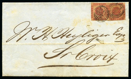 Stamp of Danish West Indies » Stamp Issues 1856 3c Carmine with yellow gum, two examples lightly