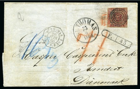 Stamp of Danish West Indies » French Post 1866 Folded entire from St.Thomas to Randers/Denmark,
