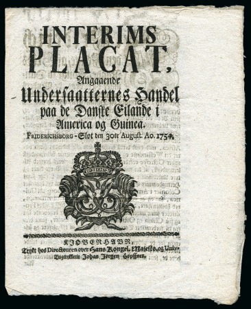 Stamp of Danish West Indies » Decrees and Other Official Documents 1754 (30 Aug.) Decree pamphlet regulating trade and