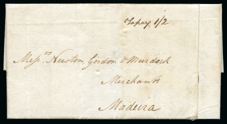 Stamp of Danish West Indies » Pre-Philately and Stampless Covers 1792 (25 July) Folded entire from St.Croix to Madeira,