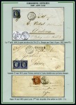 Stamp of Colonies françaises » Algérie 1849-1852, Utilisation des Cérès en Algérie, superbe collection de 15 lettres sur 6 pages d'exposition dont 1F VERMILLON sur lettre de Mascara