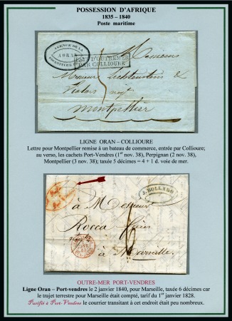 Stamp of Colonies françaises » Algérie 1830-1900, Poste maritime, très intéressante collection de 94 lettres sur 49 pages d'exposition