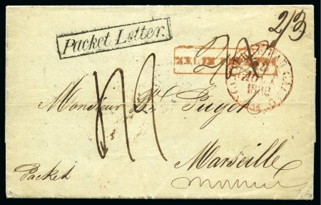 Stamp of Danish West Indies » Pre-Philately and Stampless Covers 1838 (17 July) Folded entire from St.Thomas to Marseille,
