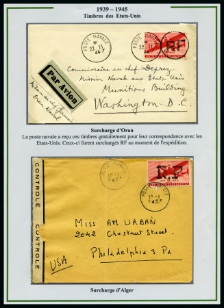 Stamp of Colonies françaises » Algérie 1939-1945, Très intéressante collection sur la Seconde Guerre Mondiale en Algérie avec 228 lettres sur pages d'exposition en 3 albums