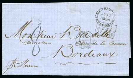 Stamp of Danish West Indies » Pre-Philately and Stampless Covers 1864 (29 June) Folded entire from St.Thomas to Bordeaux,