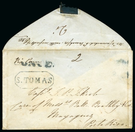 Stamp of Danish West Indies » Spanish Post 1852 Small envelope marked via Ponce and addressed