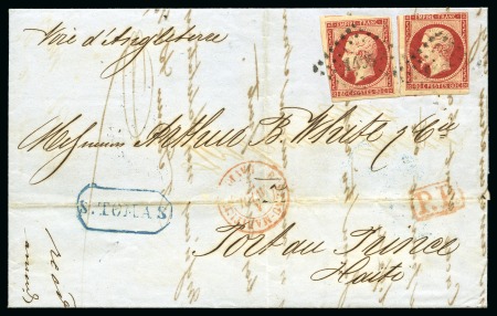 Stamp of Danish West Indies » Transit Mail FRANCE TO HAITI: 1859 Folded cover from Le Havre to