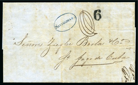 Stamp of Danish West Indies » Spanish Post 1860 Folded entire from St.Thomas to S.Jago de Cuba