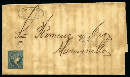 Stamp of Danish West Indies » Spanish Post 1863 (29 Sept.) Folded entire from St.Thomas to Manzanillo/Cuba,