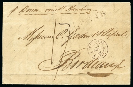 Stamp of Danish West Indies » Pre-Philately and Stampless Covers 1839 (22 Mar.) Folded entire from St.Thomas to Bordeaux,