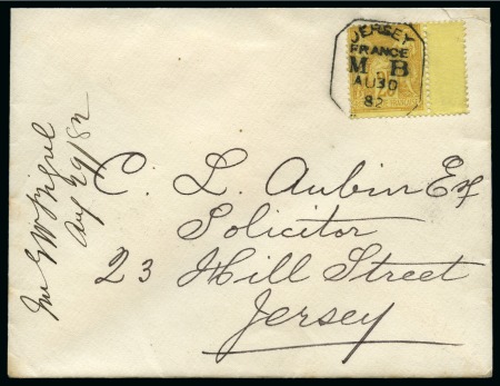 Stamp of France JERSEY Cachet de la Boite mobile de Jersey 30.08.1882