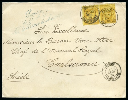 Stamp of France De MONACO pour la SUEDE Lettre avec une paire de 25c