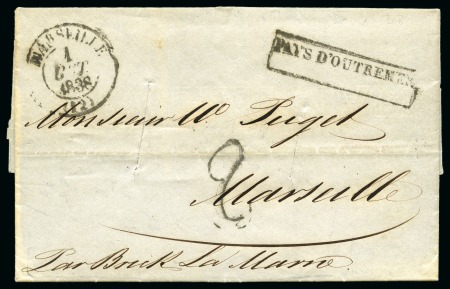 Stamp of Danish West Indies » Pre-Philately and Stampless Covers 1838 (30 June) Folded entire from St.Thomas to Marseille,