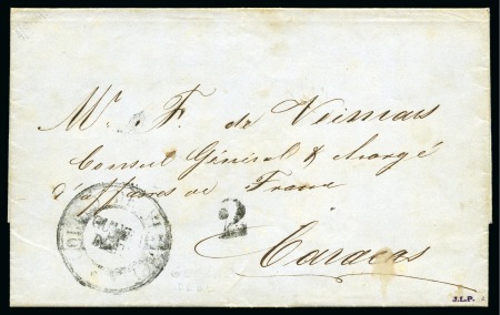 Stamp of Danish West Indies » Pre-Philately and Stampless Covers 1851 (4 May) Folded entire from St.Thomas to Caracas,