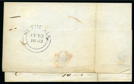 Stamp of Danish West Indies » British Post 1843 Folded cover from La Guaira to London,