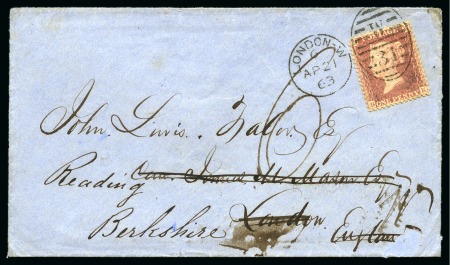 Stamp of Danish West Indies » British Post 1863 Envelope to London bearing on reverse