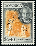 Stamp of Dominica 1951 1c to $2.40 set of 15 with "SPECIMEN" perforation