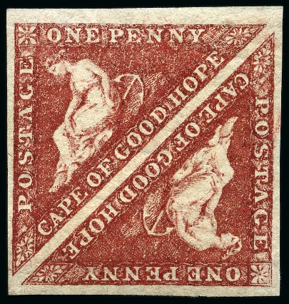 Stamp of South Africa » Cape of Good Hope 1863-64 1d Deep Carmine-Red mint pair, very fine