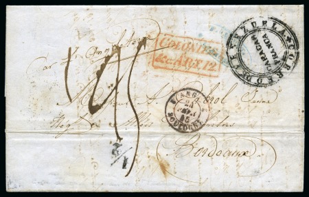 Stamp of Danish West Indies » Transit Mail VENEZUELA TO FRANCE :1845 Folded from Caracas