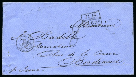 Stamp of Danish West Indies » British Post 1865Envelope from St.Thomas to Bordeaux,