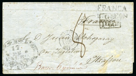 Stamp of Danish West Indies » Transit Mail MEXICO TO FRANCE :1861 (17 Jan.) Folded cover from