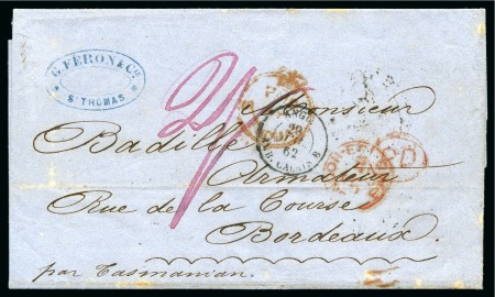 Stamp of Danish West Indies » British Post 1862 Folded entire to France with crowned circle PAID
