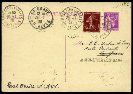 Stamp of Colonies françaises » TAAF 1938, entier postal transporté par traîneau tiré