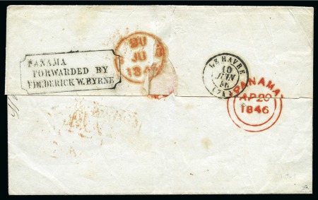 Stamp of Panama 1846-66, Collection of stampless mail (9 covers) incl. the earliest known example of the British Postal Agency double arc ds