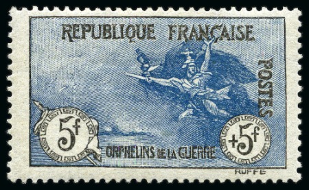 Stamp of France 1917-18 Le célèbre 5F +5F Orphelins, neuf sans ch.,