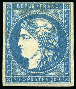 Stamp of France 1870 20c Bordeaux Type I Report 2, neuf avec gomme