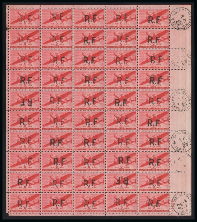 Stamp of France » Poste Aérienne 1944-1945, Surcharge de Toulon RF sur USA 6c en feuille