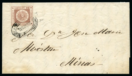 Stamp of Uruguay 1861 (Dec 9) Entire from Montevideo to Minas with 1861 60c