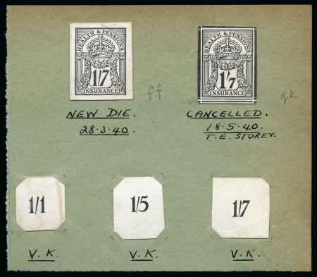 Stamp of Great Britain » Revenues 1940 Health & Pensions Insurance group of working proofs