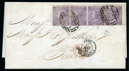 Stamp of Danish West Indies » British Post 1867 Folded cover from Santiago de Cuba to Paris franked