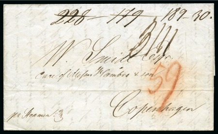 Stamp of Danish West Indies » British Post 1846 Folded cover to Copenhagen, letter bill for Hamburg,