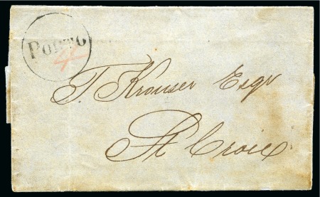 Stamp of Danish West Indies » Pre-Philately and Stampless Covers 1861 Folded cover from St.Thomas to St.Croix with large