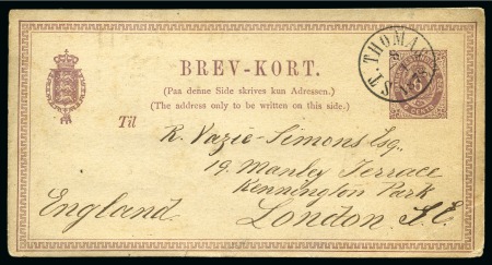Stamp of Danish West Indies » Stamp Issues 1878 6c Lilac postal stationery to London cancelled